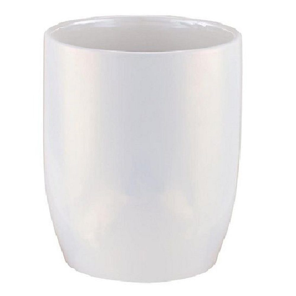IRIDESCENT PEARL Wild Sage Taya 10" tall BREAKABLE CERAMIC Bathroom Wastebasket